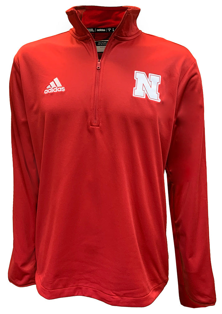 Adidas 2024 Nebraska Coaches LS Knit Quarter Zip - Red