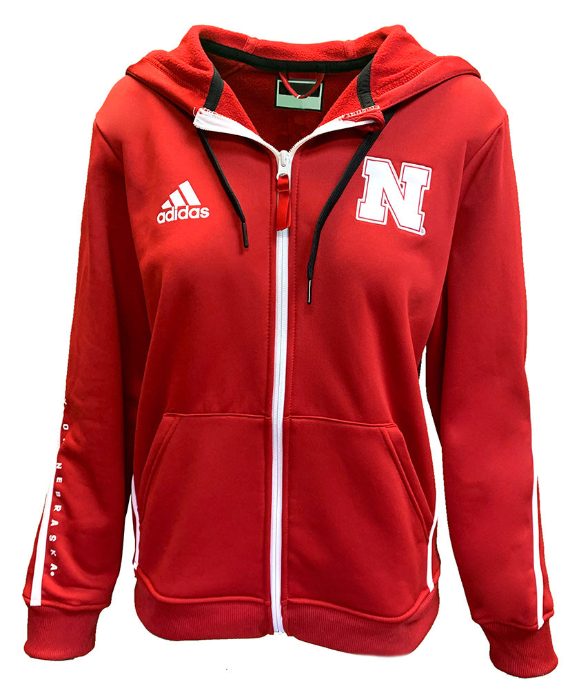 Adidas Womens 2024 University Of Nebraska Sideline Athletic FZ Knit Jacket