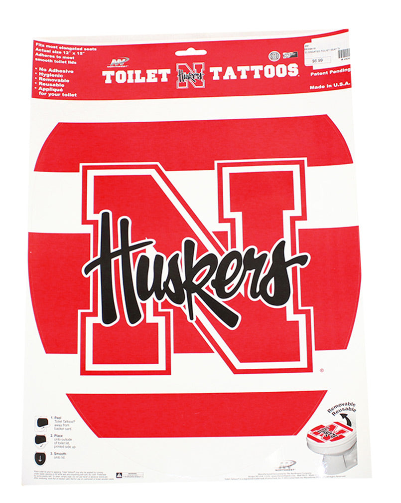 Classic N-Huskers Elongated Toliet Seat "Tattoo"