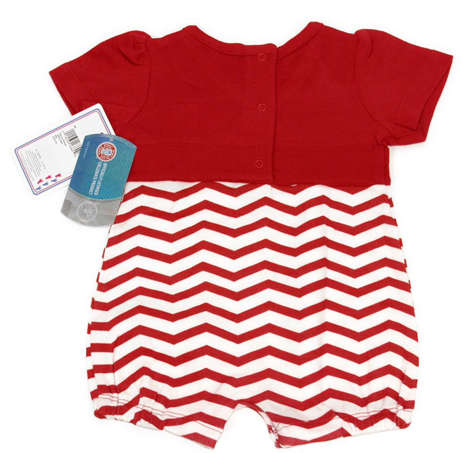 Girls Infant Red and White Chevron Romper