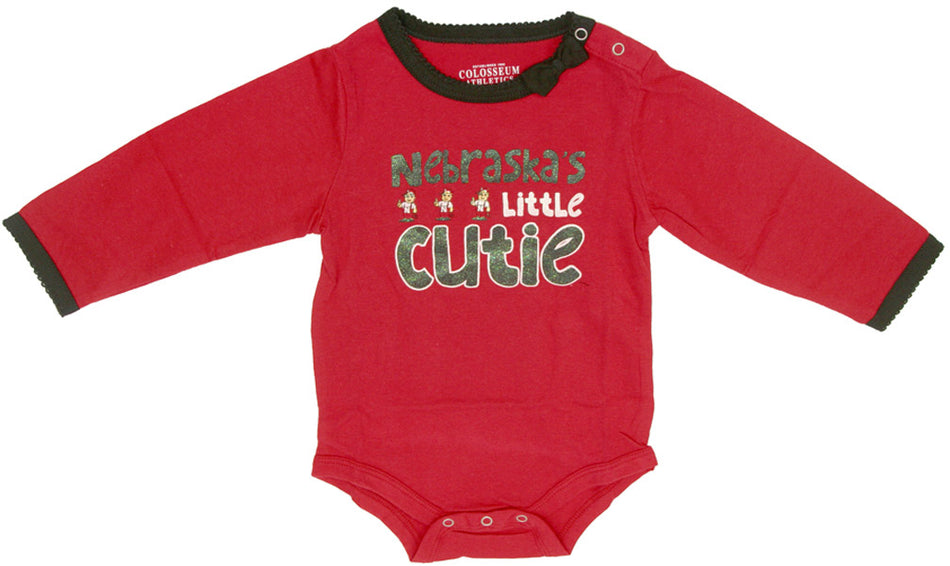 Red Nebraska Bow Onesie