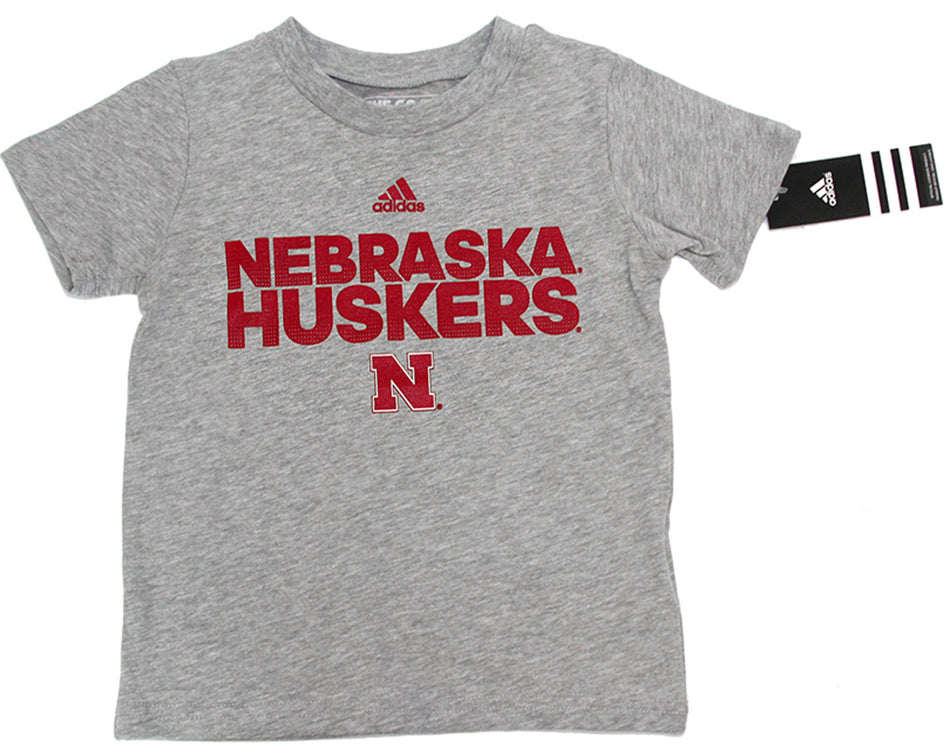 Adidas Gray Nebraska Husker Kids Sideline Tee