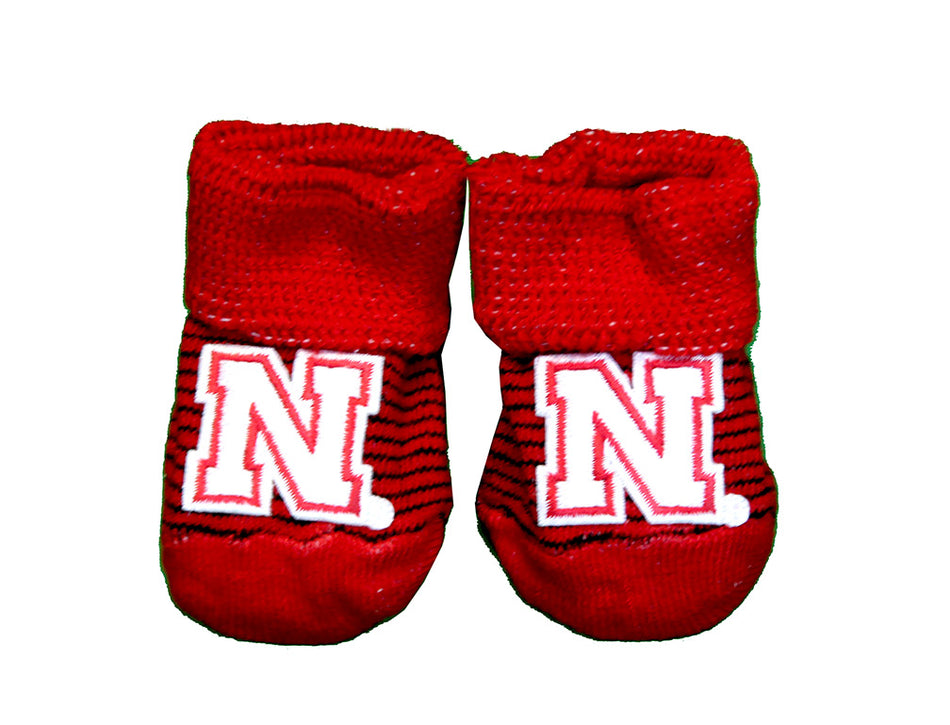 Nebraska Stripe Baby Booties