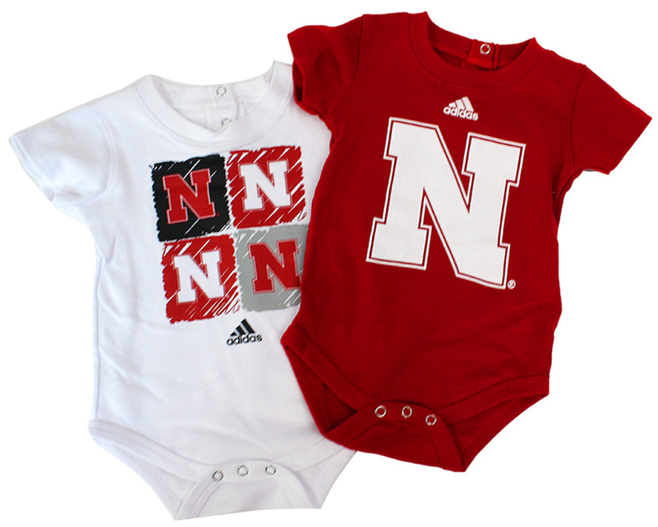 Adidas Nebraska 2 Pack Onesie Creeper Set