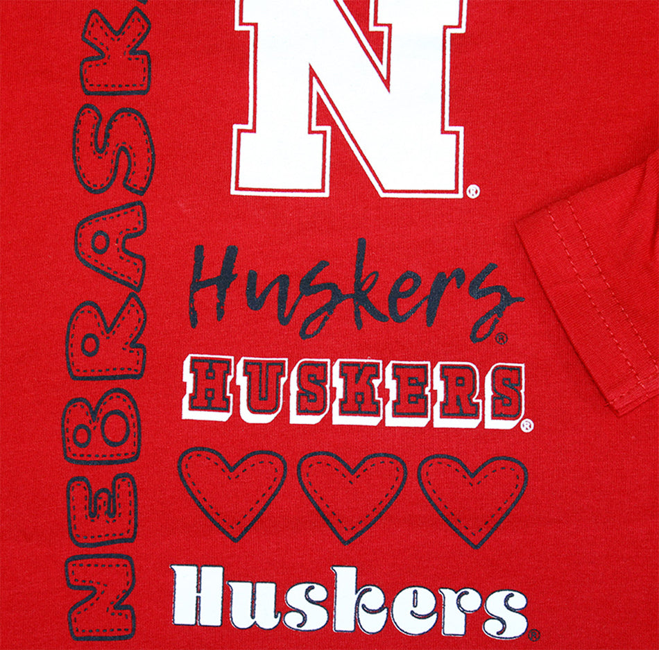 Nebraska Infant Girls Heart LS Onesie