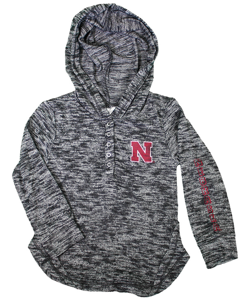 Nebraska Toddler Girls LS Henley Hoodie