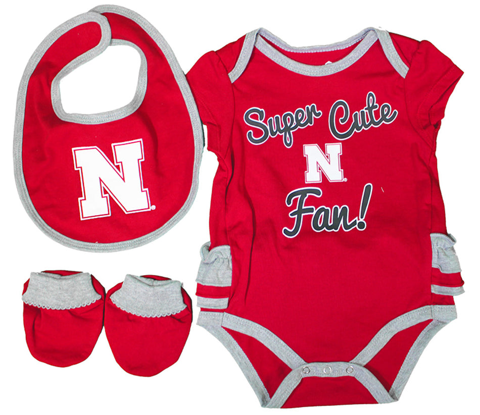 Ruffle Cute Lil Husker Fan Trio Set