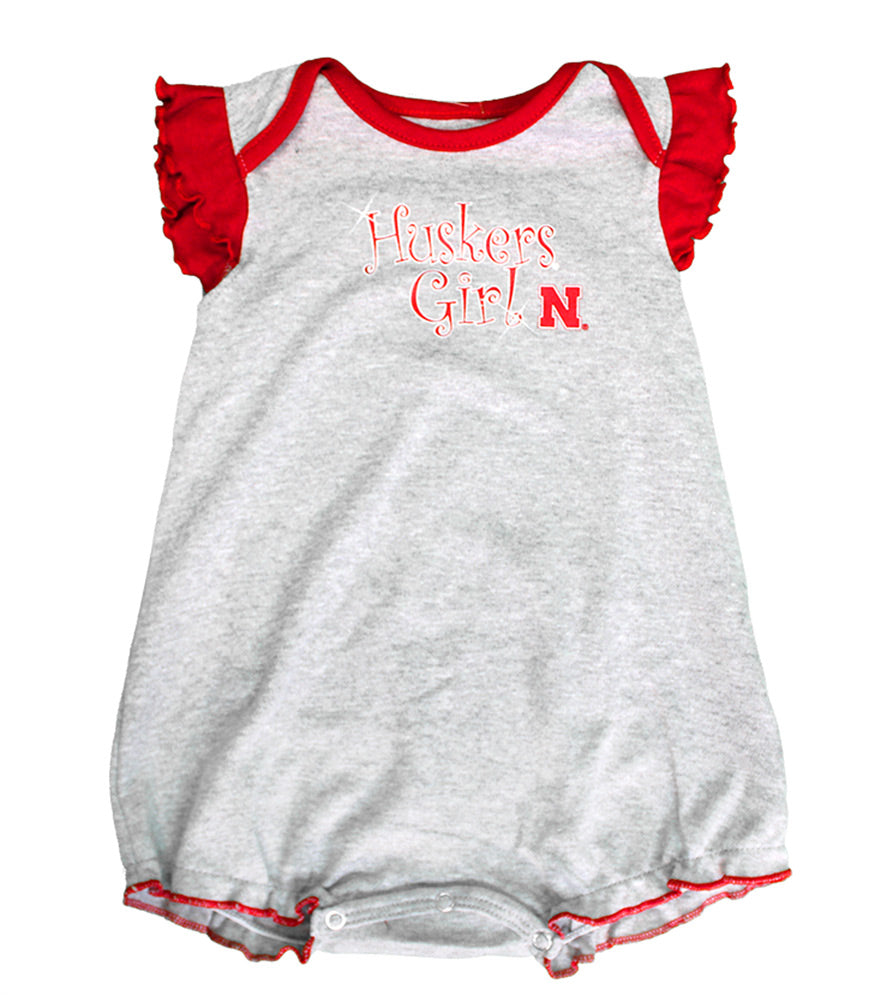 Huskers Girl Ruffle Sparkle Onesie