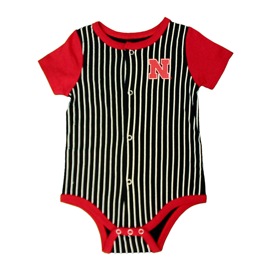 Infant Nebraska Baseball Stripes Onesie