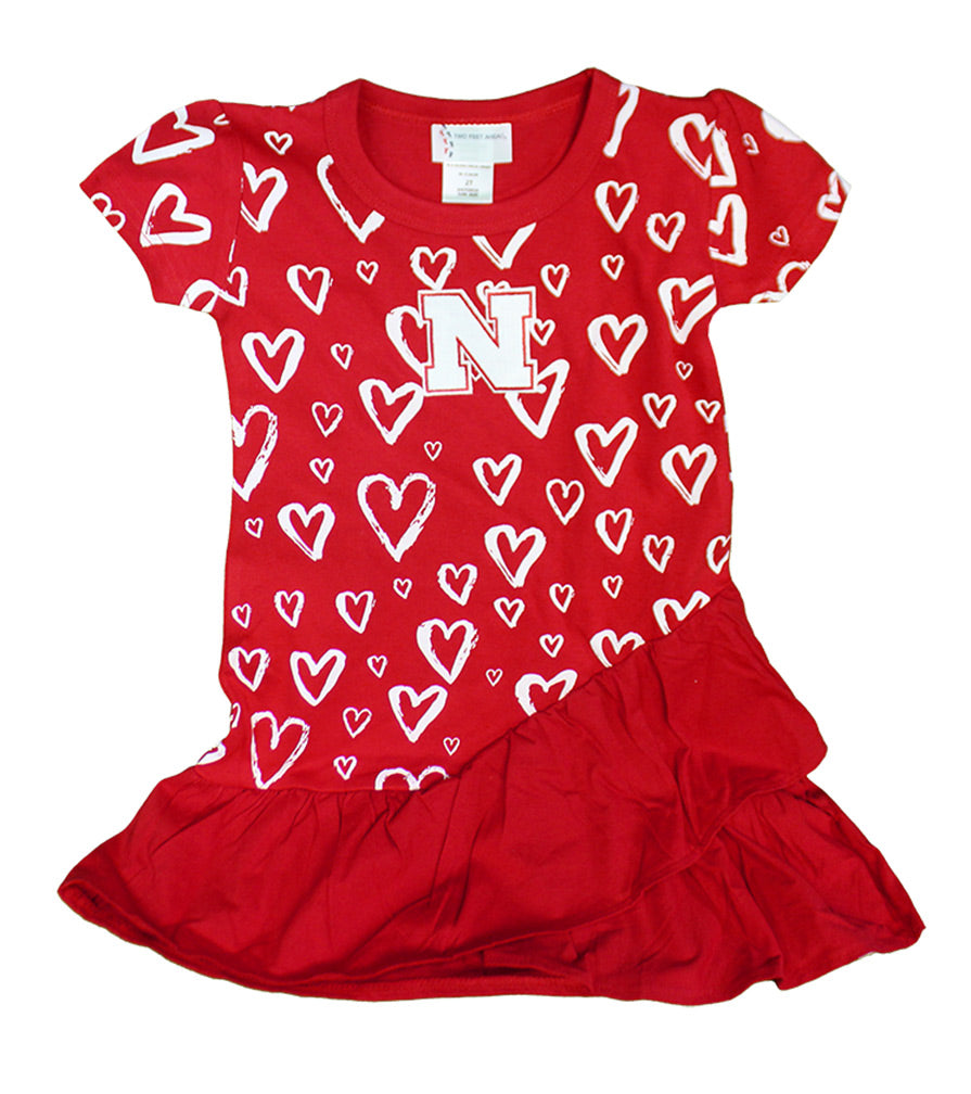 Toddler Girls Distressed Nebraska Heart Dress