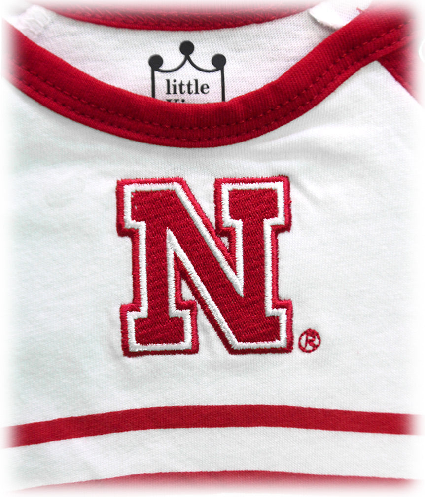 Striped Nebraska Shoulder Snap Onesie