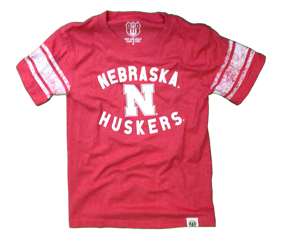 Childrens Nebraska Sleeve Stripe Blend Tee