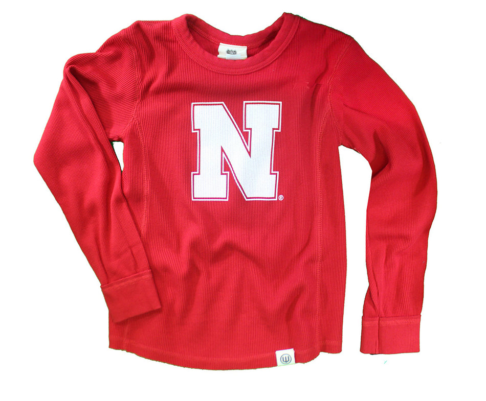 Childrens Boys Nebraska Double Tuck Waffle Crew