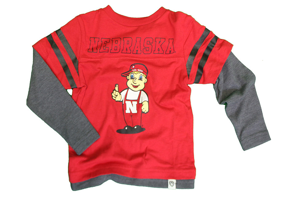 Toddler Boys Nebraska Lil Red Double Layer LS Tee