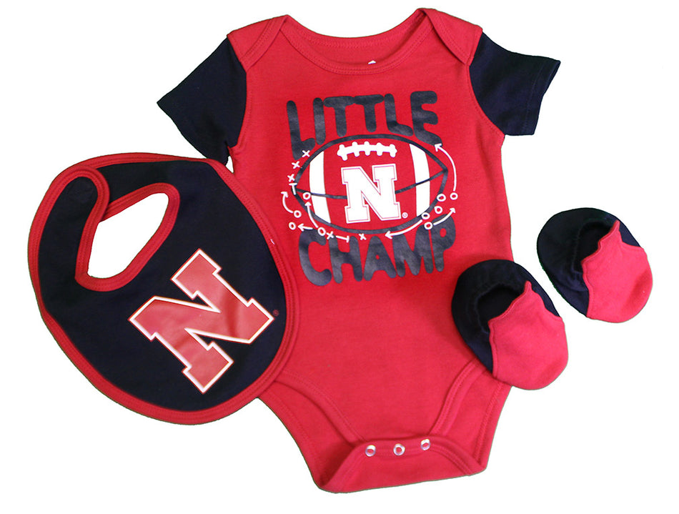 Infants Nebraska Lil Champ Creeper N Bib Bootie Set