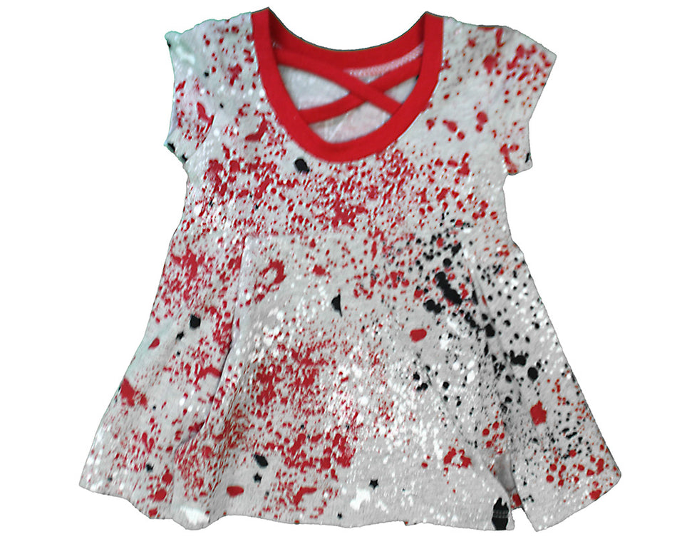 Infant Girls Nebraska Paint Splatter Sweet-Pea Onesie Dress