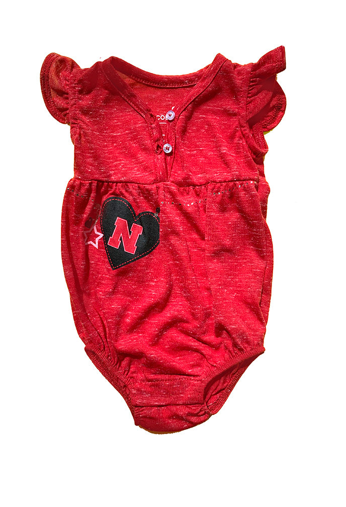 Infant Girls Nebraska Lil Red Henley Onesie