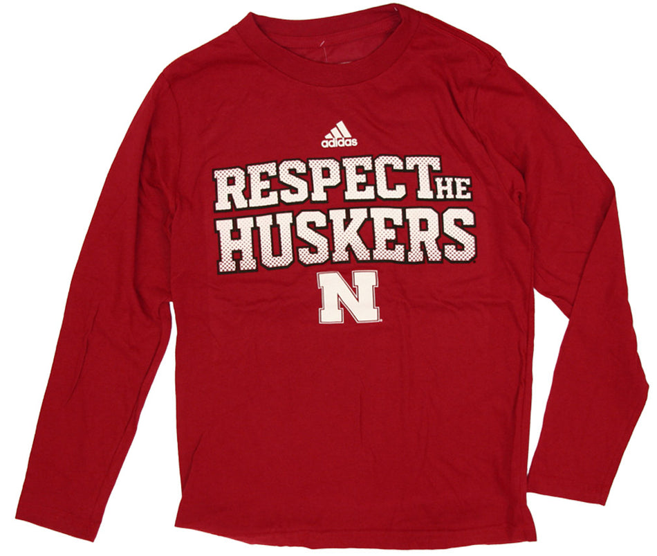 Adidas Youth Long Sleeve Respect Huskers Tee