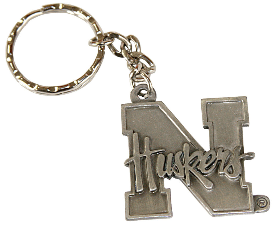 Pewter N Huskers Key Ring