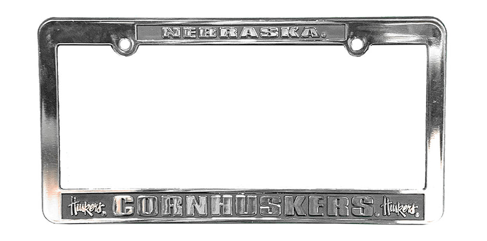 Chrome Finish Plastic Nebraska Cornhuskers License Frame