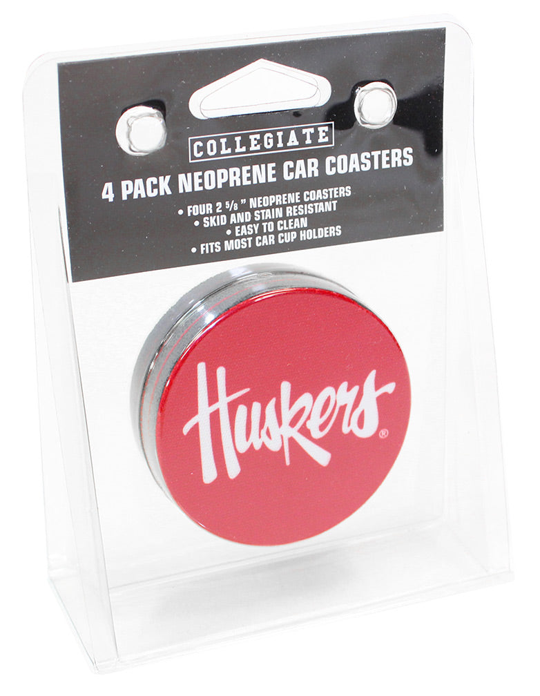Set of 4 Neoprene Huskers Car Coasters