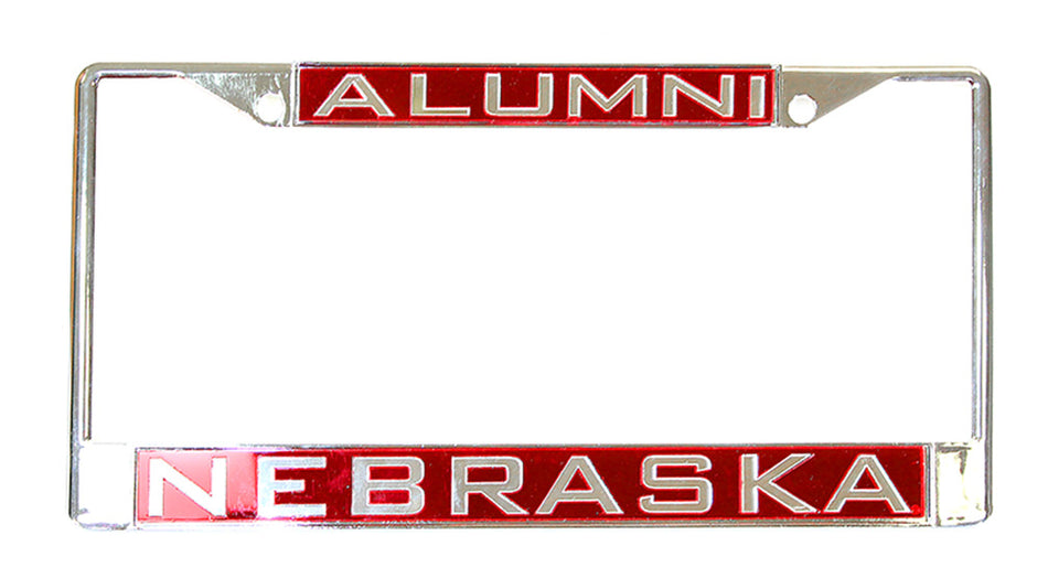 Chrome Nebraska Alumni Inlayed License Frame