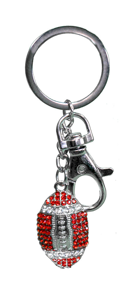 Scarlet N Cream Bling Football Keychain