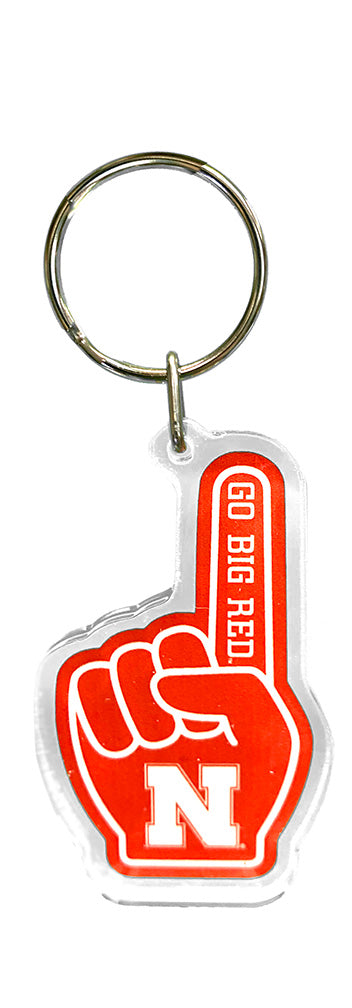 Nebraska Number 1 Fan Hand GBR Acrylic Keychain