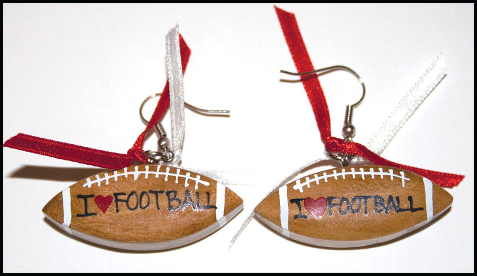 Wooden Football Earrings