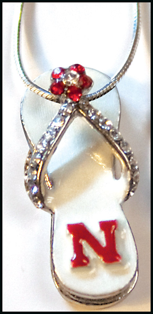 White Crystal Flip Flop Pendant