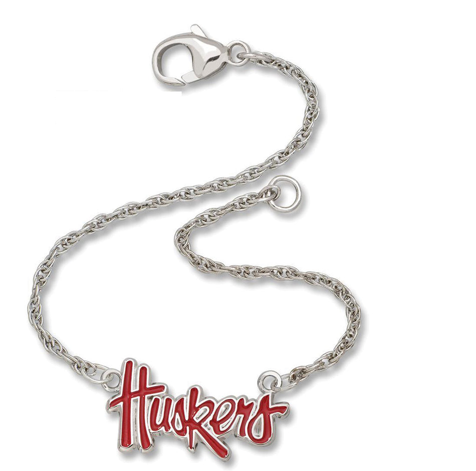 Enameled Husker Script Bracelet