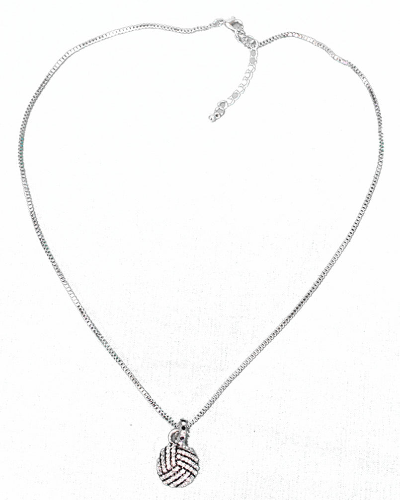 White Rhinestone Volleyball Necklace