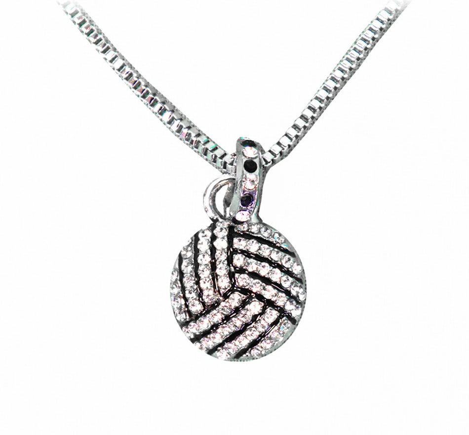 White Rhinestone Volleyball Necklace