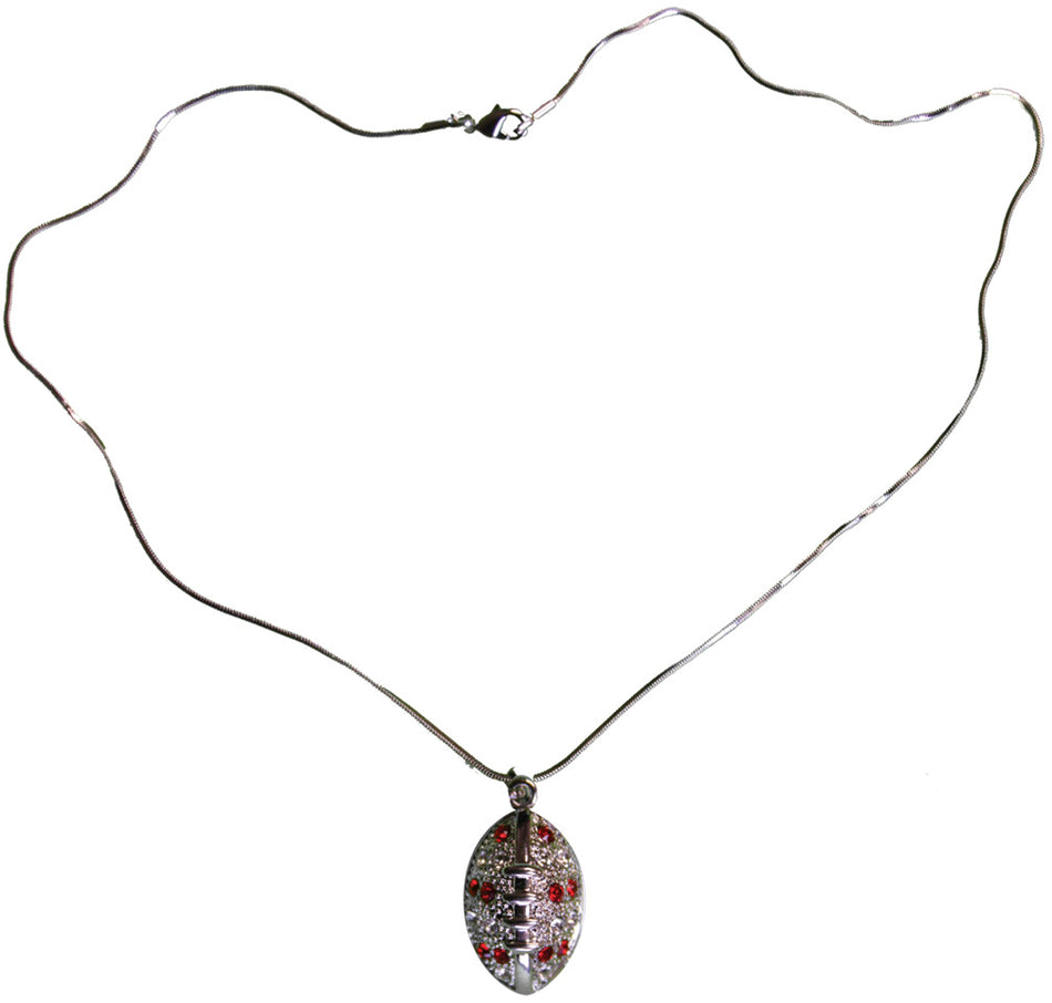 RED/CLEAR FOOTBALL NECKLACE