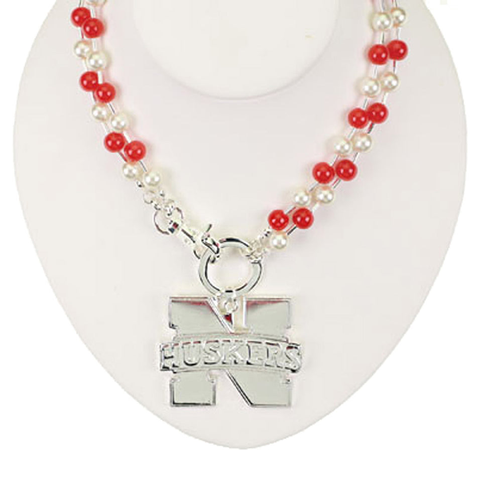 Red and Silver Pendent Logo Necklace