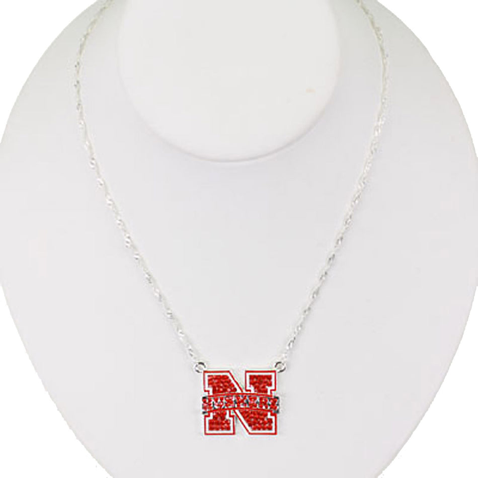 Red Rhinestone Logo Necklace
