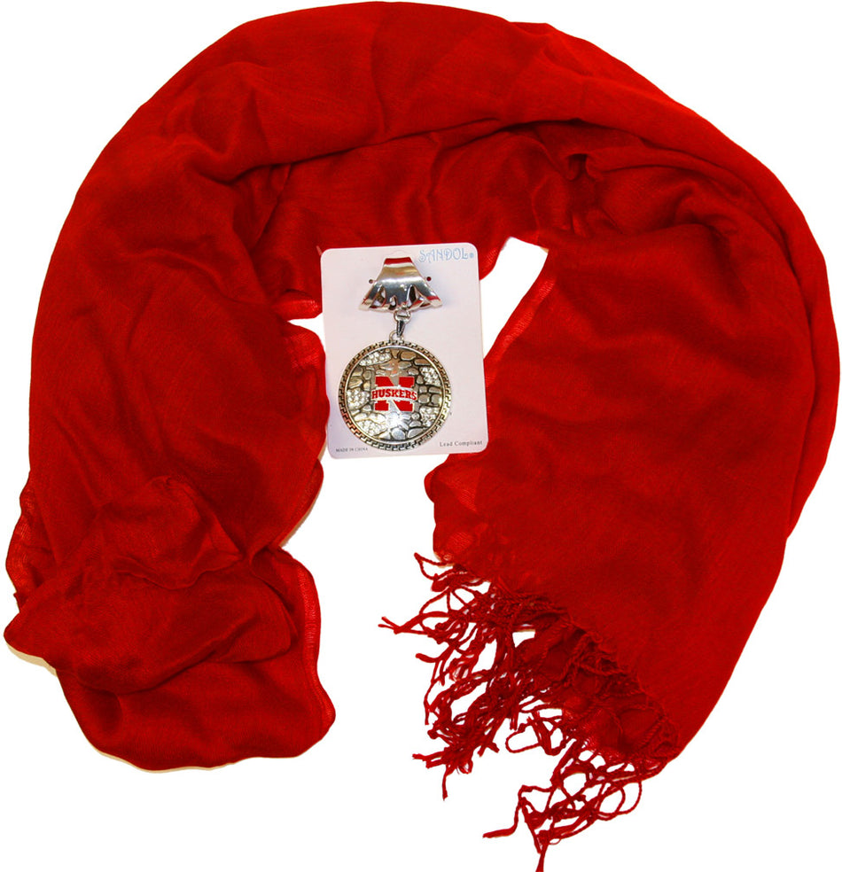 Red Scarf with Pendant