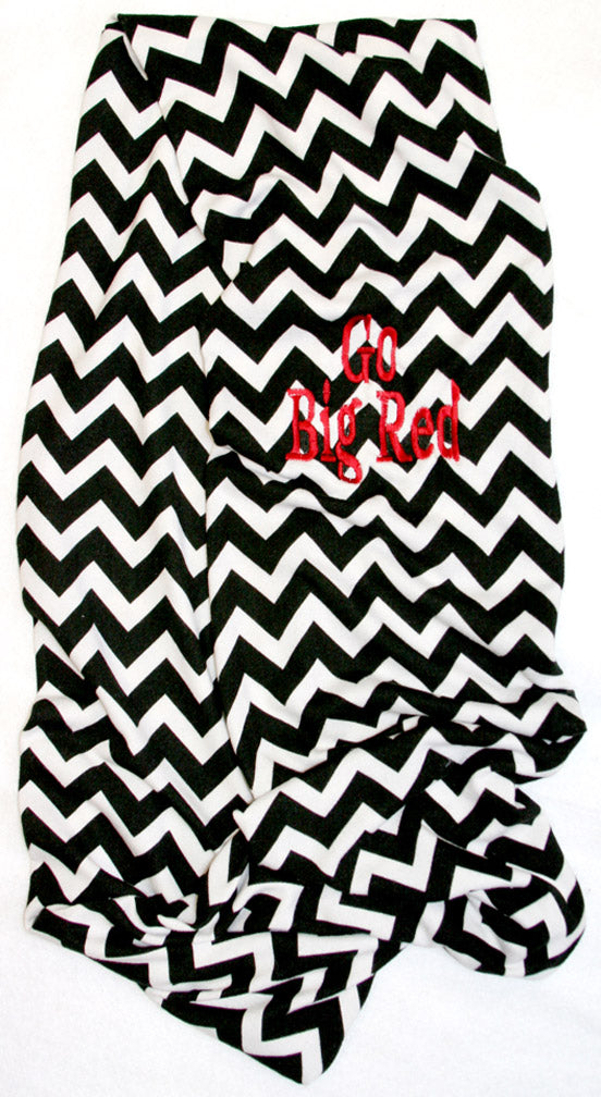 Black Chevron GO BIG RED Scarf