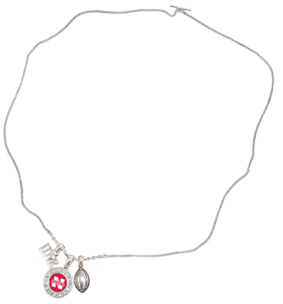 Necklace - 3 charms - Football, Love & Logo