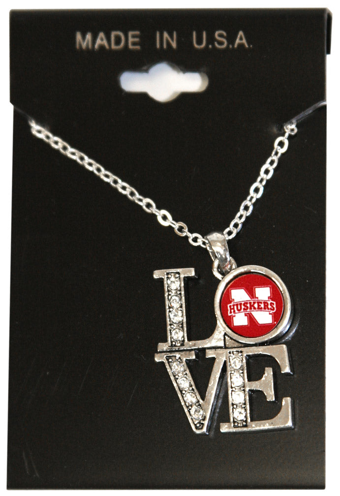 Block LOVE Husker Logo Necklace