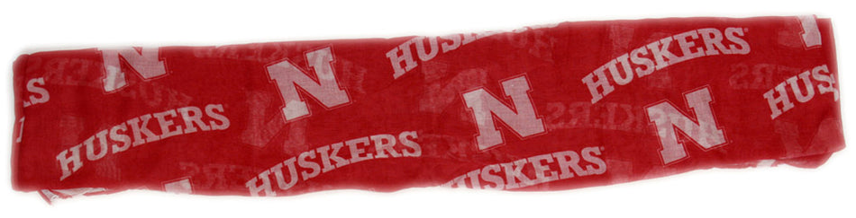 Red Sheer Infinity Scarf with N Huskers
