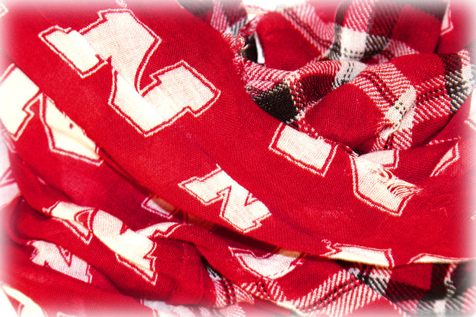 Nebraska N Pattern Plaid Tartan Scarf
