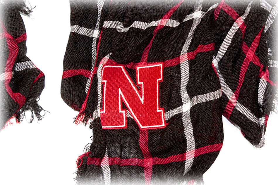 Nebraska N Plaid Pane Scarf