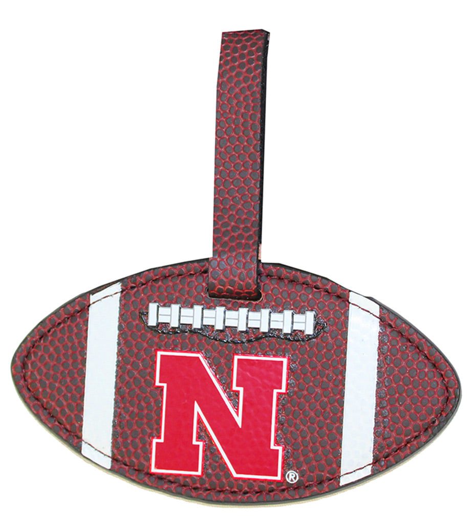 Nebraska Football Leather Grain Bag Tag