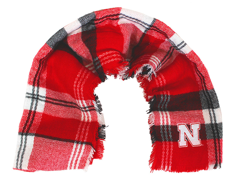 Huskers Plaid Blanket Scarf