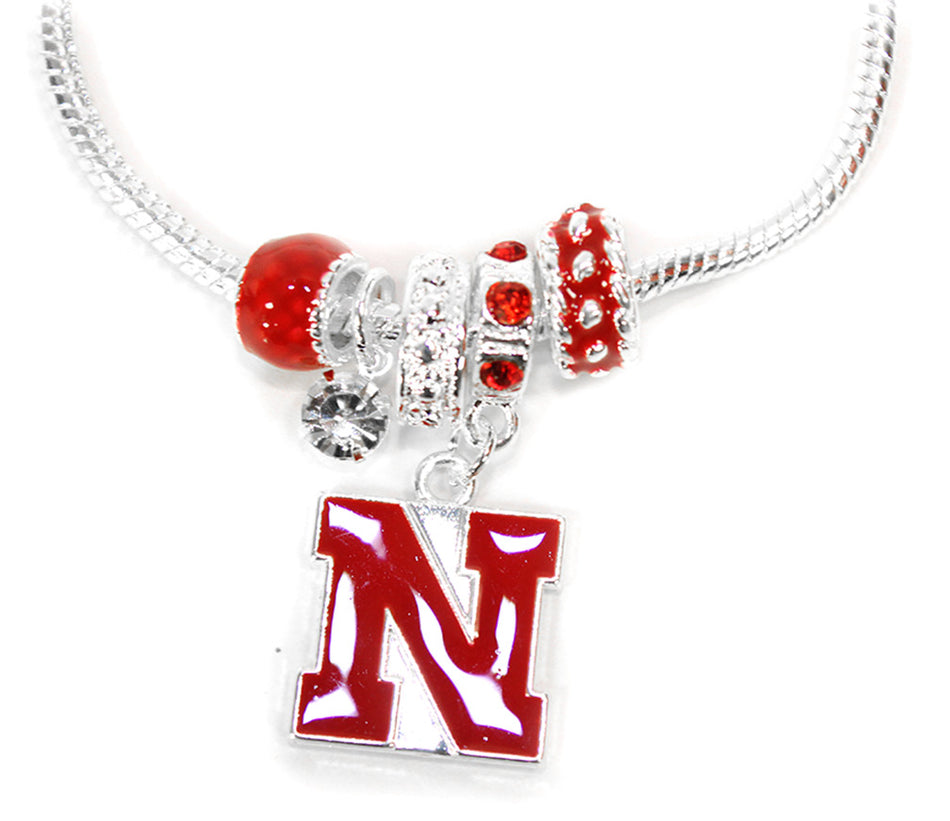 Husker N Charm Circle Bead Bracelet