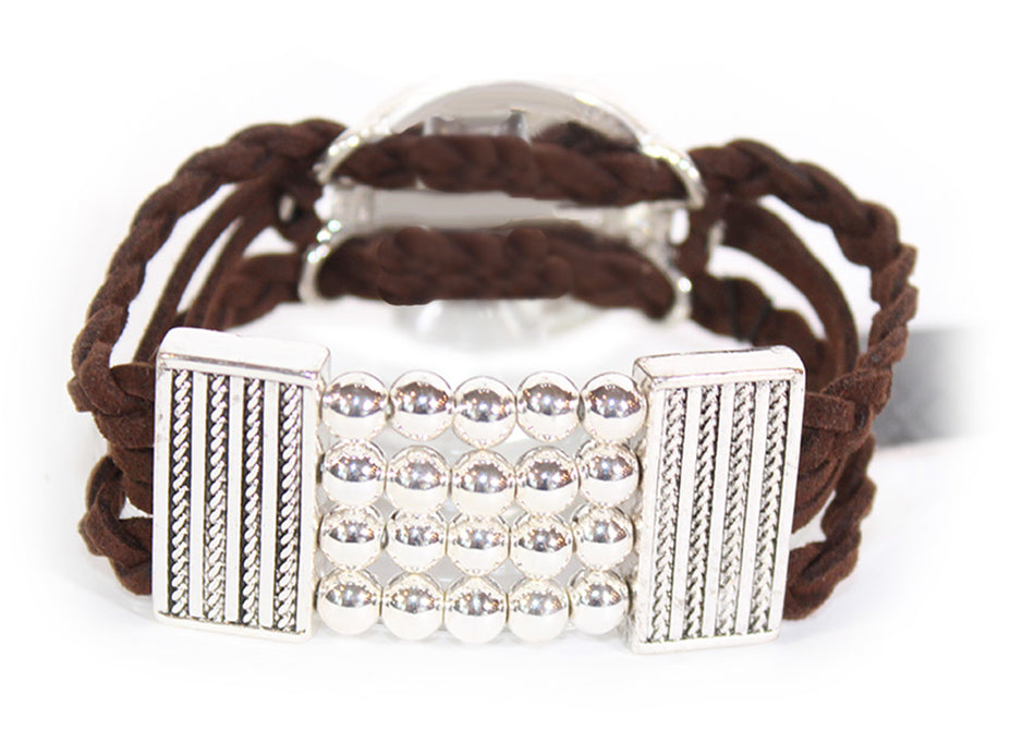 Husker Braided Rhinestone Circle Bracelet