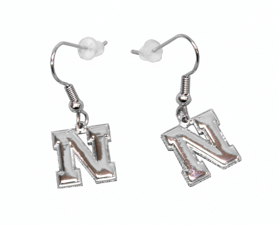Silver N Logo Charm Dangle Earrings