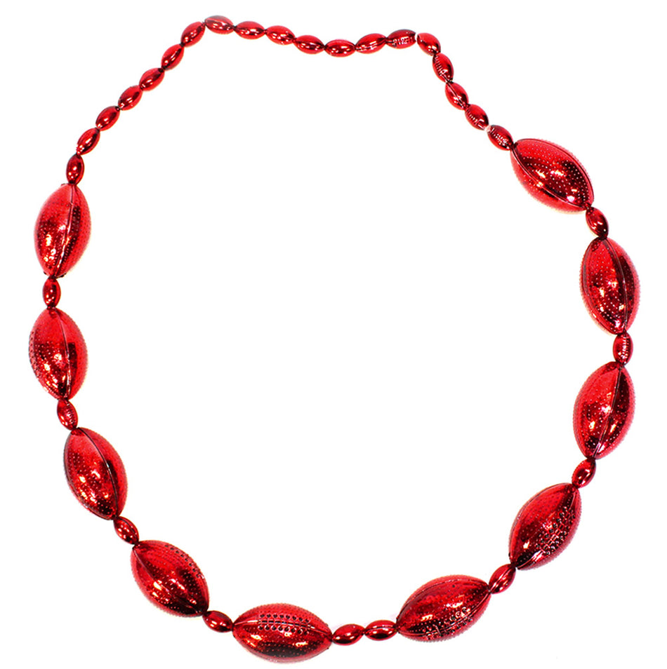 Large Red Footballs Beaded Necklace