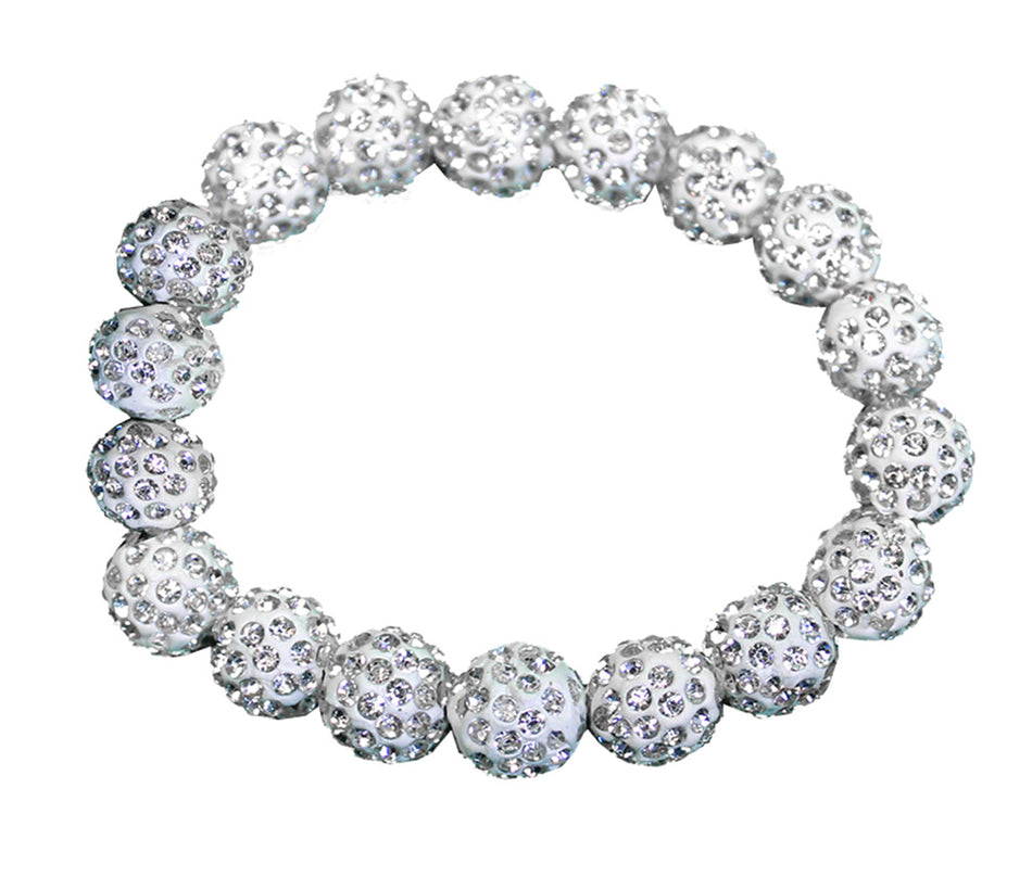 White Bling Bead Stretch Bracelet
